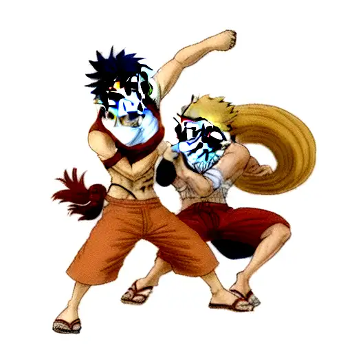 Naruto Punching Monkey D Luffy