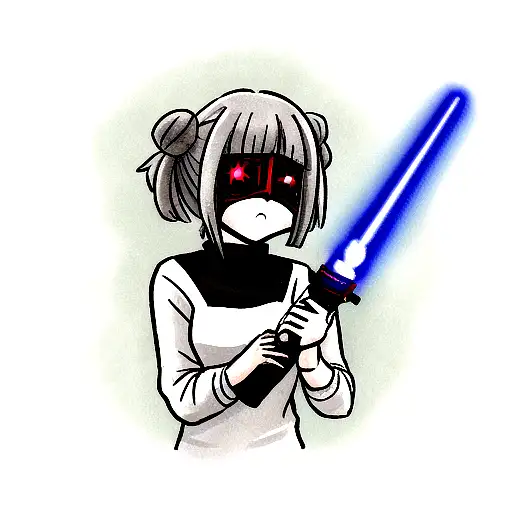 Girl With Slipknot Style Horror Mask Holds A Lightsaber From Star Wars