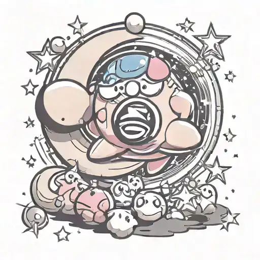 Kirby In The Universe With Stars And A Moon In The Background
