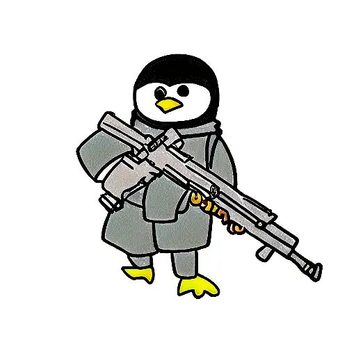 Penguin With A Ski Mask On Holding An Ak-47