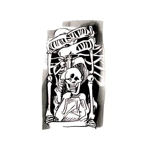 A Woman Holding A Skeleton