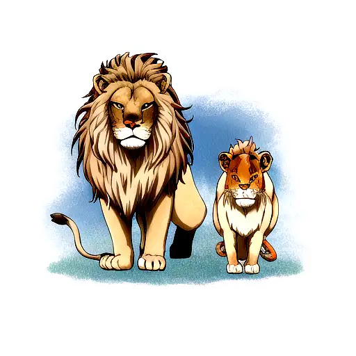Standing Lion And Lioness