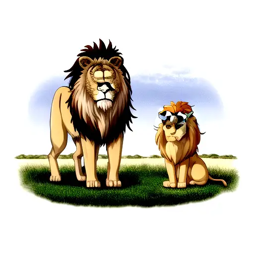 Standing Lion And Lioness