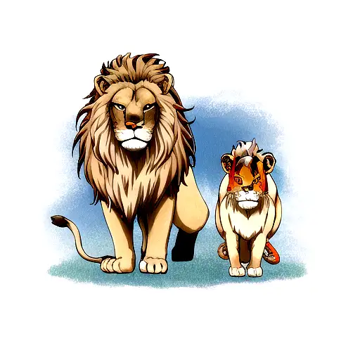 Standing Lion And Lioness