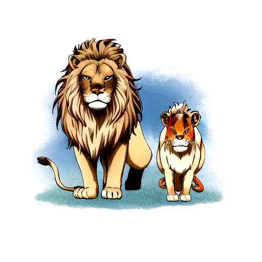 Standing Lion And Lioness