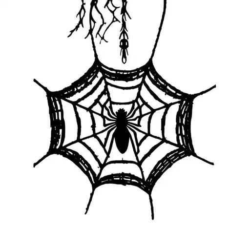 Spider Web With Spider Hanging From It