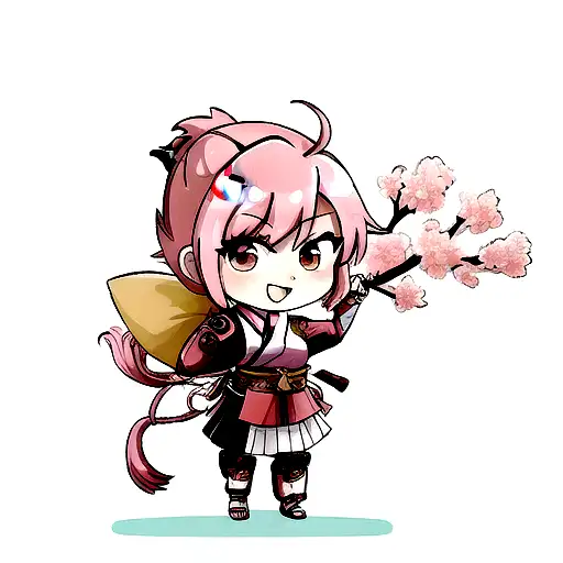 Female Samurai With Cherryblossom