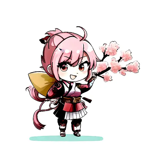 Female Samurai With Cherryblossom