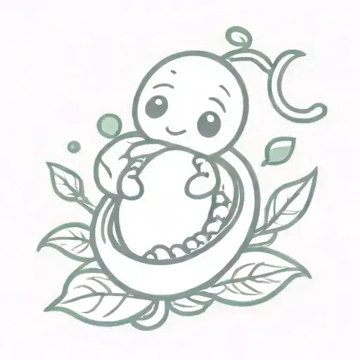 Pea Using A Pod As A Blanket Cartoon Character