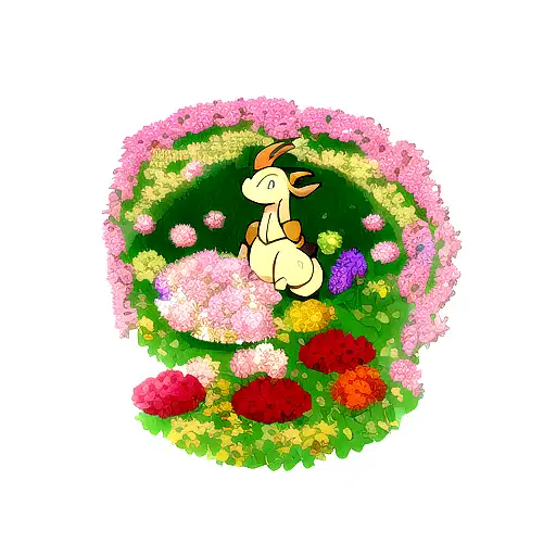 Dragonite From Pokemon Surrounded By Flowers