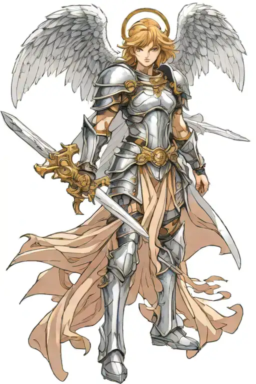 Angel In Mideval Armor Holding A Sword