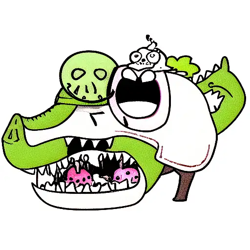 Laughing Skull Blood And Crying Crocodile Eating A Heart