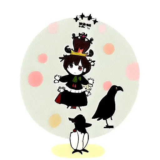 A Crow With A Crown Surrounded By Stuffed Animals