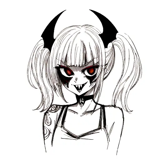 Evil Demon Bat Throat Tatto