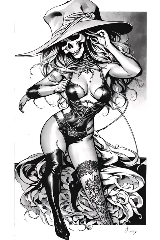 Sexy Woman Pinup Death Reaper