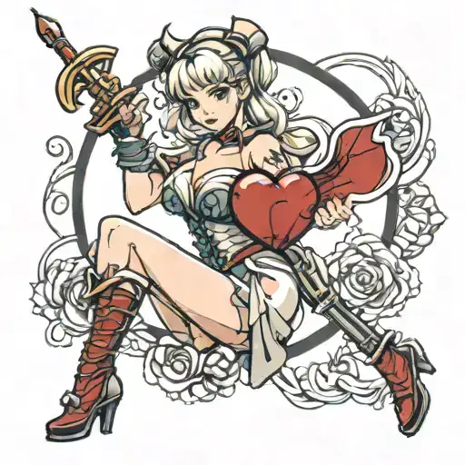 Pinup Warrior Protecting Heart