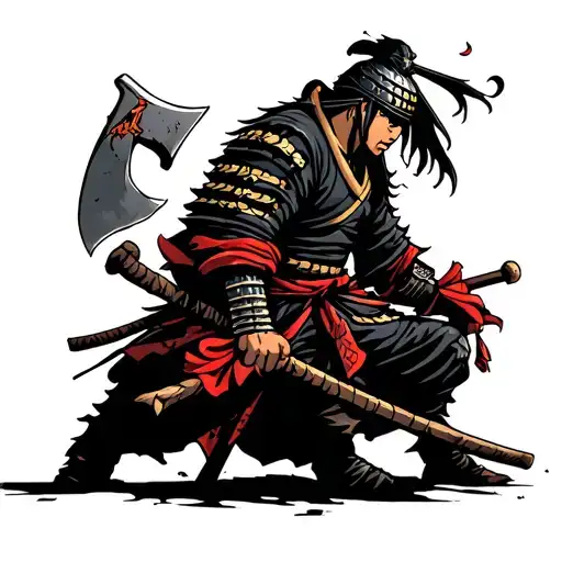 Chipped Samurai With An Ax