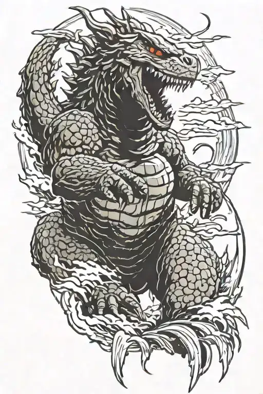 Godzilla Powering Up And Yelling At The Sky Full