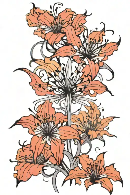 Spider Lily Tattoo In Smoke Style