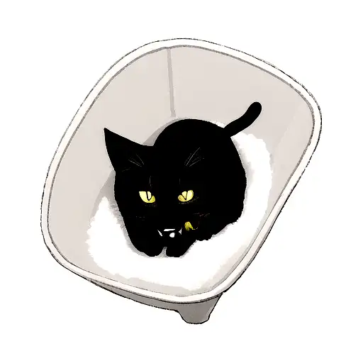 Black Smiling Cat In Red Collar