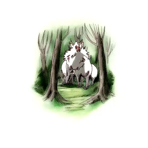 A Scene From Princess Mononoke With San And Ashitaka In The Forest