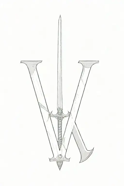 The Letter V With Sword Piercing