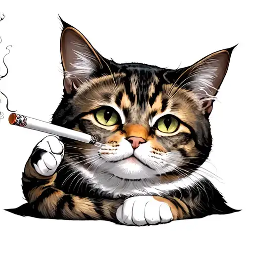 Cat Smoking Cigarette