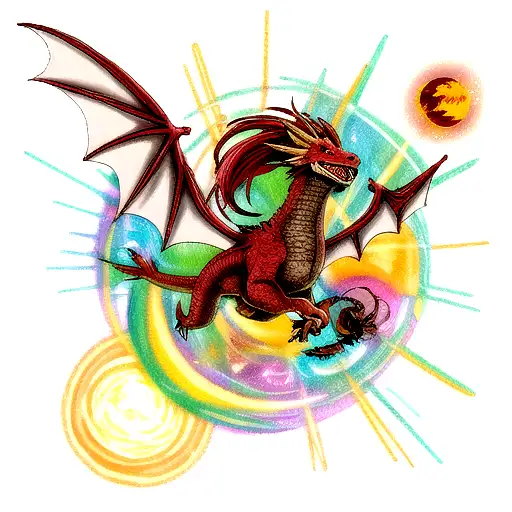 Dragon Flying Around The Sun