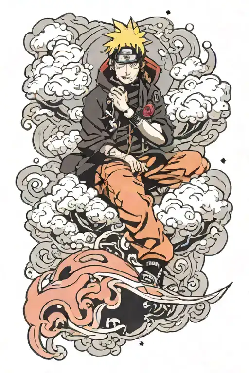 Pain From Naruto Looking Over Akatsuki Cloud