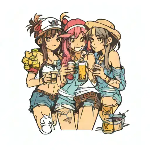 3 Best Friends Drinking Rum Bottle