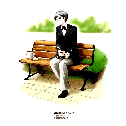 I Want A Schnauzer Sitting On A Bench Having A Coffee