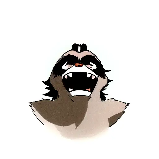 Raccoon Head Howling Like A Wolf Looking Up And To The Side