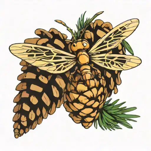 Robot Dragonfly Landing On A Pinecone Minimalist