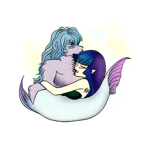 Werewolf Kissing A Mermaid