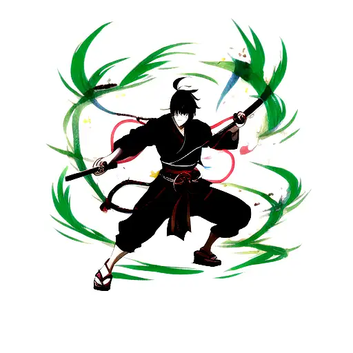 Peaceful Samurai With Evil Aura Around Him