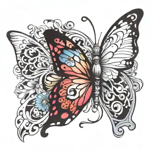 Cartoon Butterfly Fixing Its Own Wing Left One