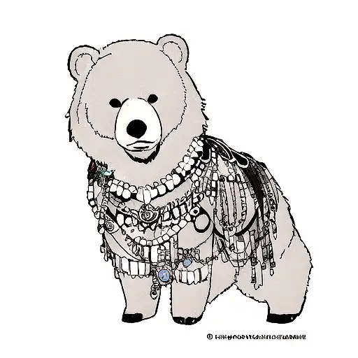 Imagine A Tattoo Featuring A Bear Adorned With Jewelry And Expensive Accessories