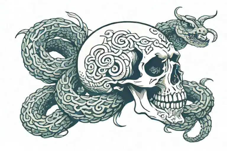 Skull And Coiled Snake