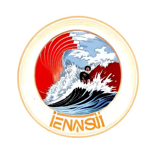 The Big Wave In Anime Style Inside An Enso Zen Japanese Circle