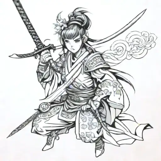Female Samurai Of Slavic Appearance
