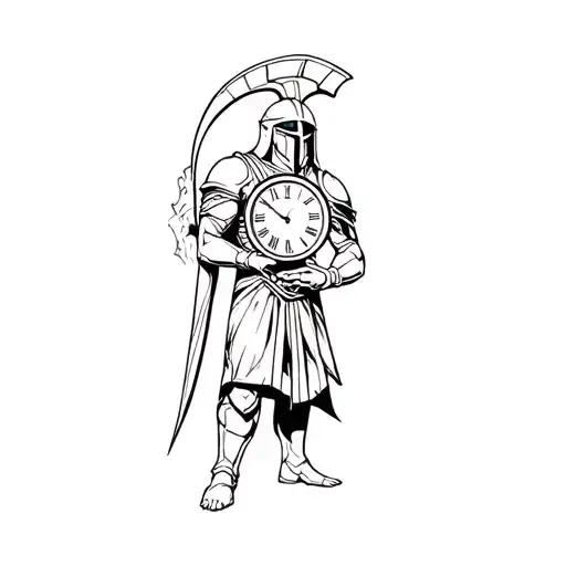 A Spartan Holding A Clock