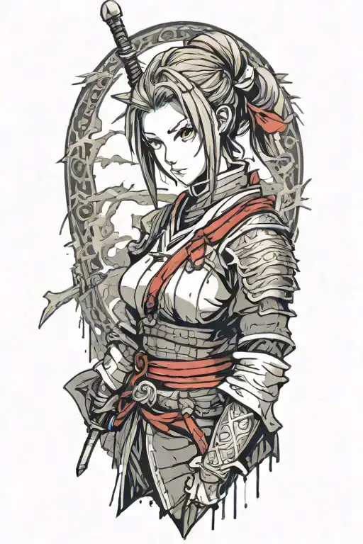 Samurai Girl Dark Souls With Blood On Her Face