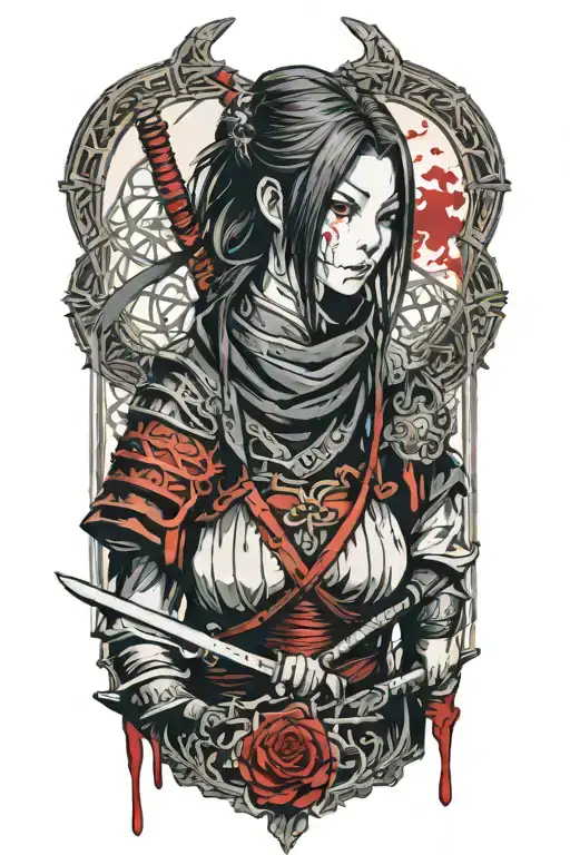 Samurai Girl Dark Souls With Blood On Her Face