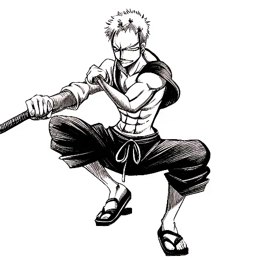 Black And White Zoro From The Anime One Piece
