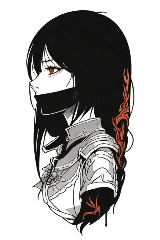 Dark Souls With Hair With Pigtails With Blood On Face Shoulder Portrait