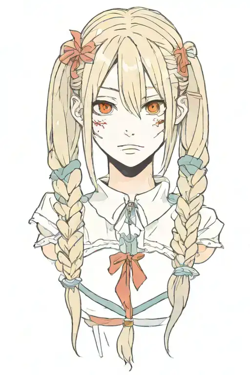 Dark Souls With Hair With Pigtails With Blood On Face Shoulder Portrait