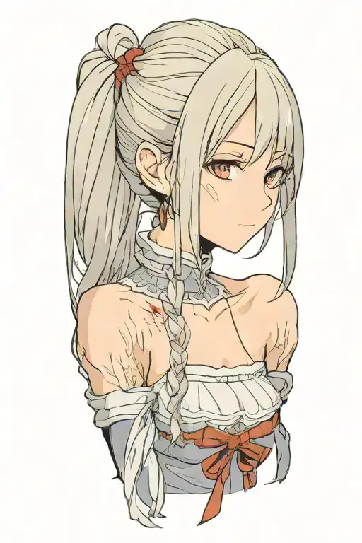 Dark Souls With Hair With Pigtails With Blood On Face Shoulder Portrait