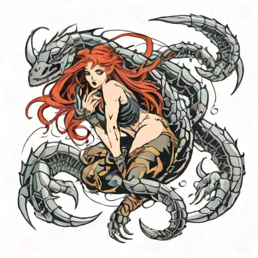 Sexy Red Head Girl As A Scorpion