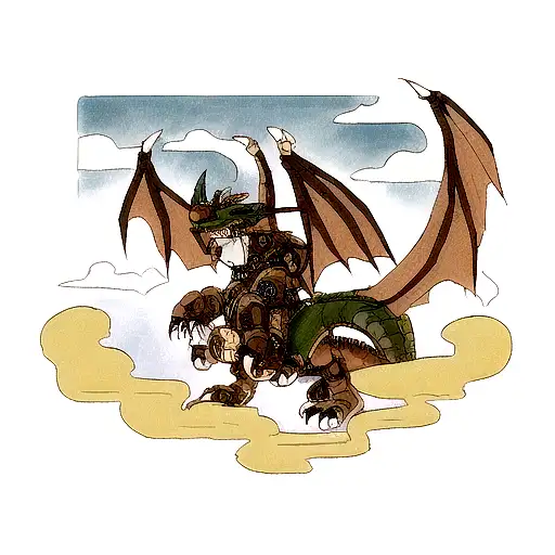 Steampunk Dragon Surrounded By Clouds
