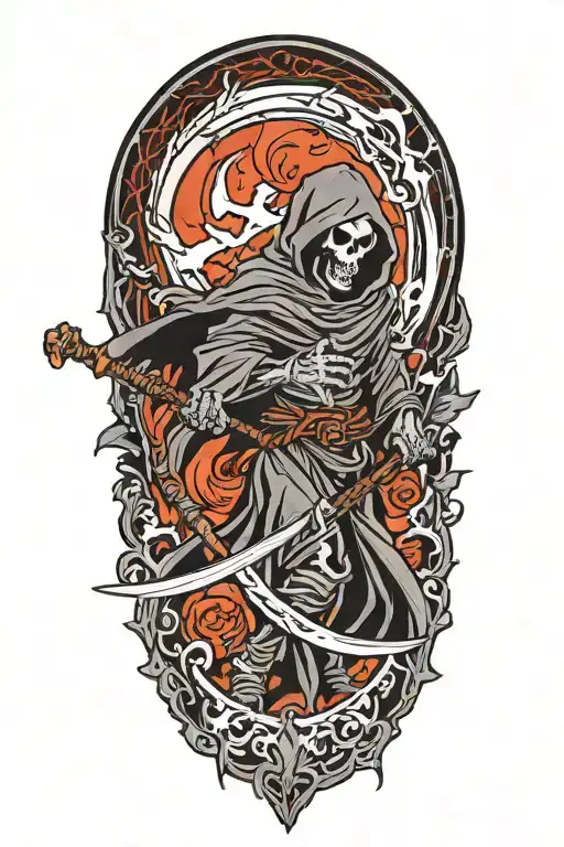 Grim Reaper Holding A Scythe